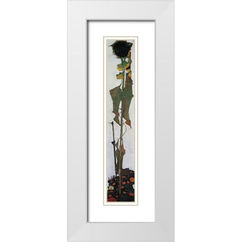 Sunflower II 1909 White Modern Wood Framed Art Print with Double Matting by Schiele, Egon