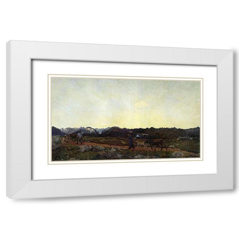 Nature White Modern Wood Framed Art Print with Double Matting by Segantini, Giovanni