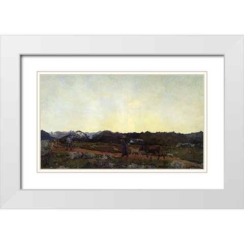 Nature White Modern Wood Framed Art Print with Double Matting by Segantini, Giovanni