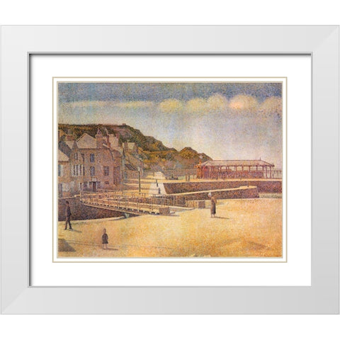Port-En Bessin 1888 White Modern Wood Framed Art Print with Double Matting by Seurat, Georges