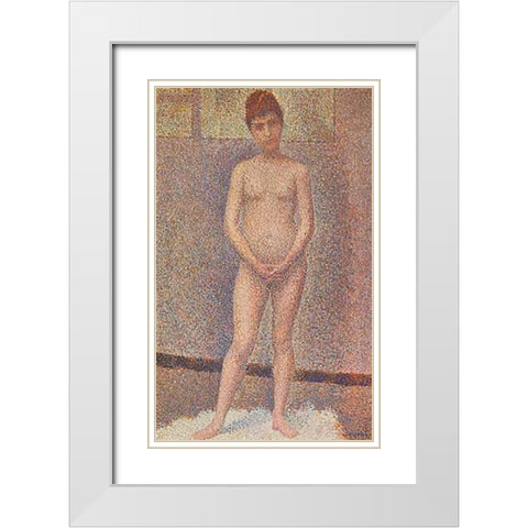 Standing Model White Modern Wood Framed Art Print with Double Matting by Seurat, Georges