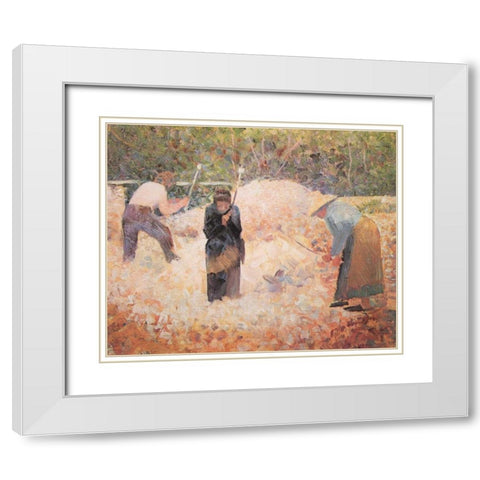 The Stonebreakers Le Raincy White Modern Wood Framed Art Print with Double Matting by Seurat, Georges