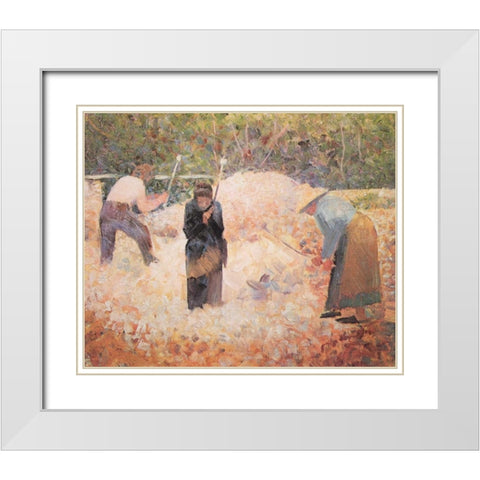 The Stonebreakers Le Raincy White Modern Wood Framed Art Print with Double Matting by Seurat, Georges