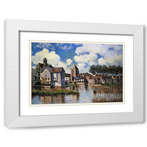 Moret Sur Loing White Modern Wood Framed Art Print with Double Matting by Sisley, Alfred