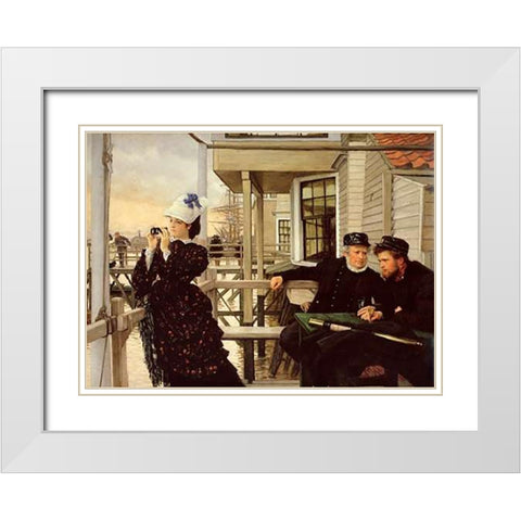 Captains Daughter White Modern Wood Framed Art Print with Double Matting by Tissot, James