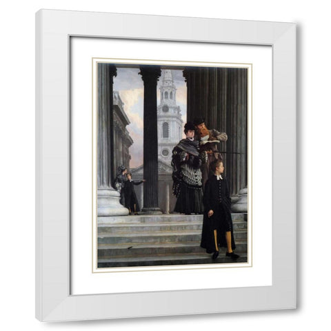 London Visitors White Modern Wood Framed Art Print with Double Matting by Tissot, James Jacques