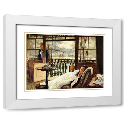 Passing Storm White Modern Wood Framed Art Print with Double Matting by Tissot, James