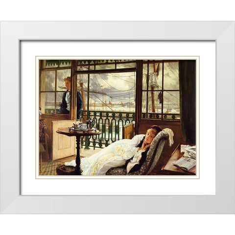 Passing Storm White Modern Wood Framed Art Print with Double Matting by Tissot, James