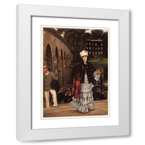 Return From Boating Trip White Modern Wood Framed Art Print with Double Matting by Tissot, James