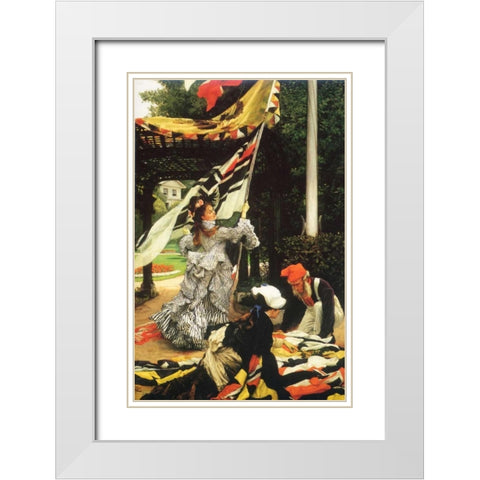 Still On Top White Modern Wood Framed Art Print with Double Matting by Tissot, James Jacques