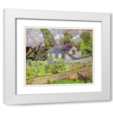 House In Auvers White Modern Wood Framed Art Print with Double Matting by Van Gogh, Vincent