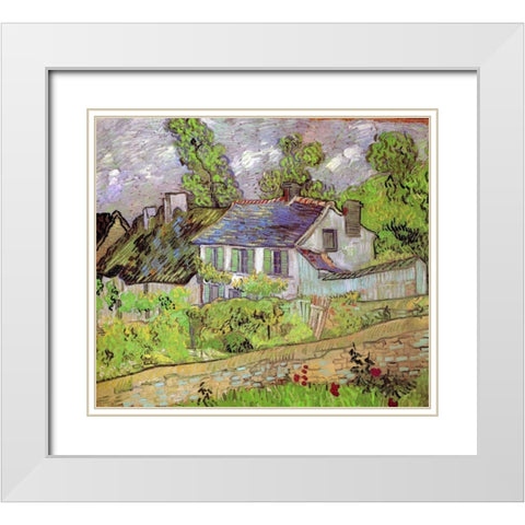 House In Auvers White Modern Wood Framed Art Print with Double Matting by Van Gogh, Vincent