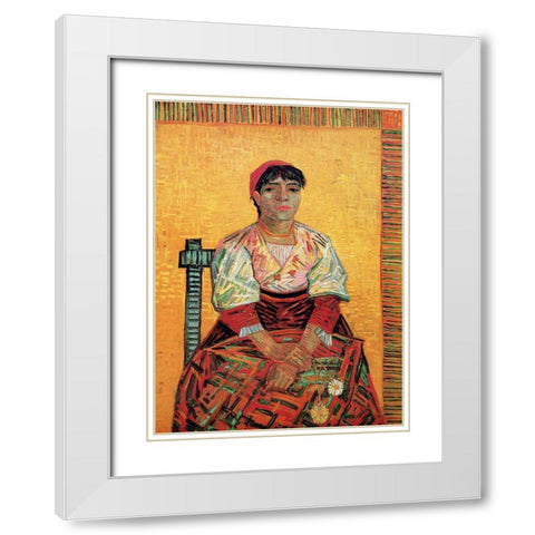 Italian Woman White Modern Wood Framed Art Print with Double Matting by Van Gogh, Vincent