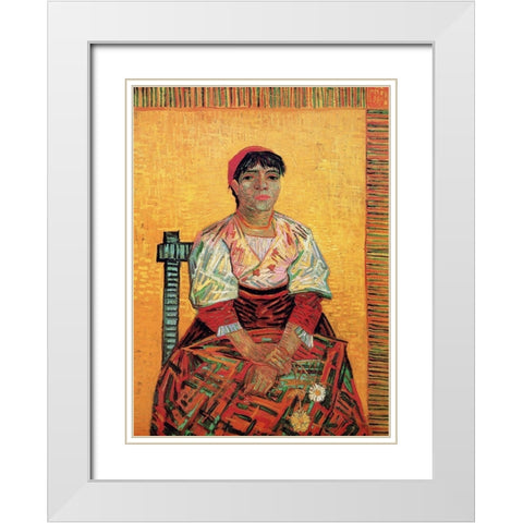 Italian Woman White Modern Wood Framed Art Print with Double Matting by Van Gogh, Vincent
