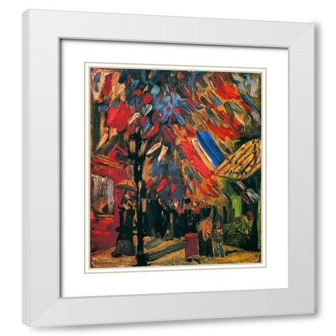 July 14th Celebration Paris White Modern Wood Framed Art Print with Double Matting by Van Gogh, Vincent