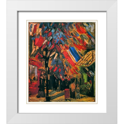 July 14th Celebration Paris White Modern Wood Framed Art Print with Double Matting by Van Gogh, Vincent