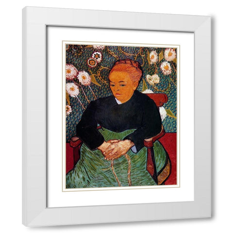 La Berceuse White Modern Wood Framed Art Print with Double Matting by Van Gogh, Vincent