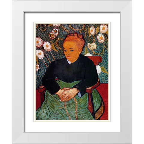 La Berceuse White Modern Wood Framed Art Print with Double Matting by Van Gogh, Vincent