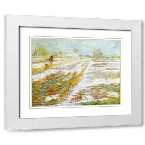 Landscape Snow White Modern Wood Framed Art Print with Double Matting by Van Gogh, Vincent