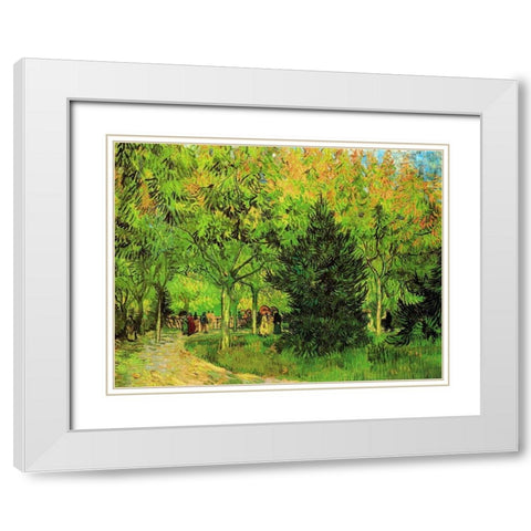 Lane In Public Gardens Arles White Modern Wood Framed Art Print with Double Matting by Van Gogh, Vincent