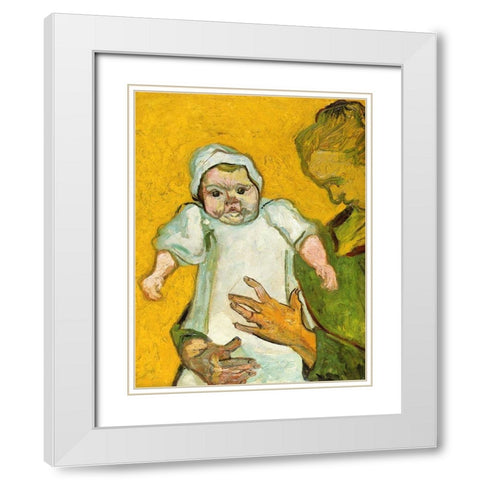 Madame Roulin And Baby White Modern Wood Framed Art Print with Double Matting by Van Gogh, Vincent