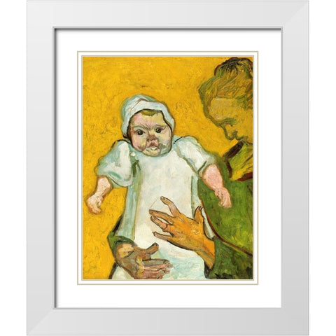 Madame Roulin And Baby White Modern Wood Framed Art Print with Double Matting by Van Gogh, Vincent