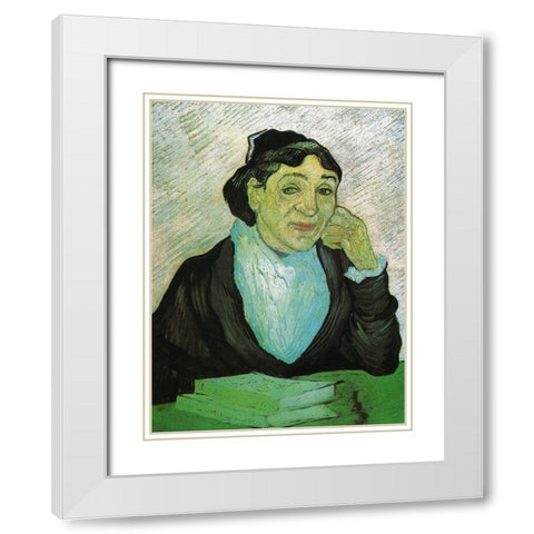 Madame Trabuc White Modern Wood Framed Art Print with Double Matting by Van Gogh, Vincent