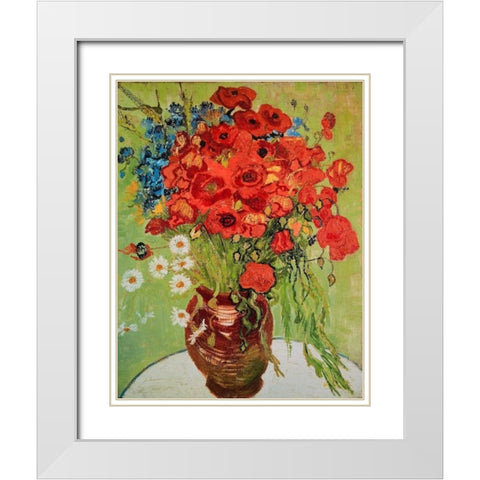 Marguerites et coquelicots White Modern Wood Framed Art Print with Double Matting by Van Gogh, Vincent