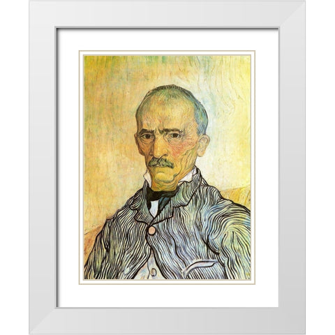 Portrait White Modern Wood Framed Art Print with Double Matting by Van Gogh, Vincent