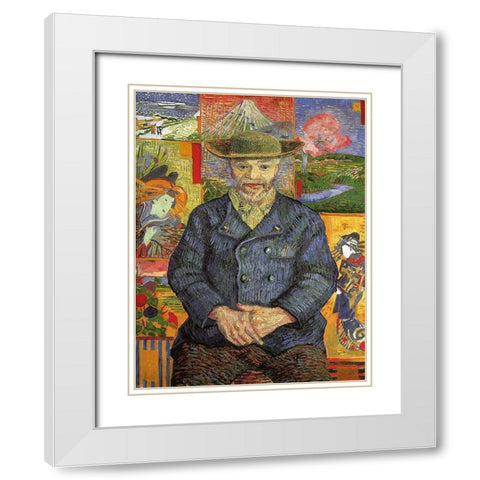 Portrait Pere Tanguy White Modern Wood Framed Art Print with Double Matting by Van Gogh, Vincent