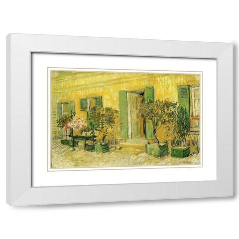 Restaurant At Asnieres White Modern Wood Framed Art Print with Double Matting by Van Gogh, Vincent