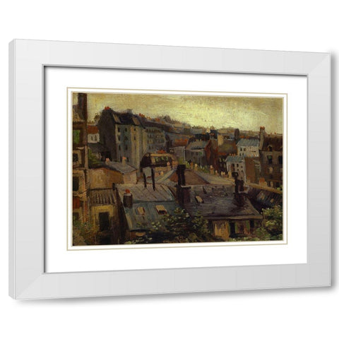 Roofs In Paris White Modern Wood Framed Art Print with Double Matting by Van Gogh, Vincent
