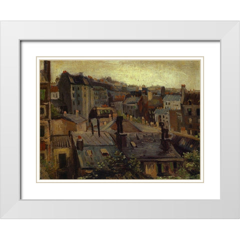 Roofs In Paris White Modern Wood Framed Art Print with Double Matting by Van Gogh, Vincent