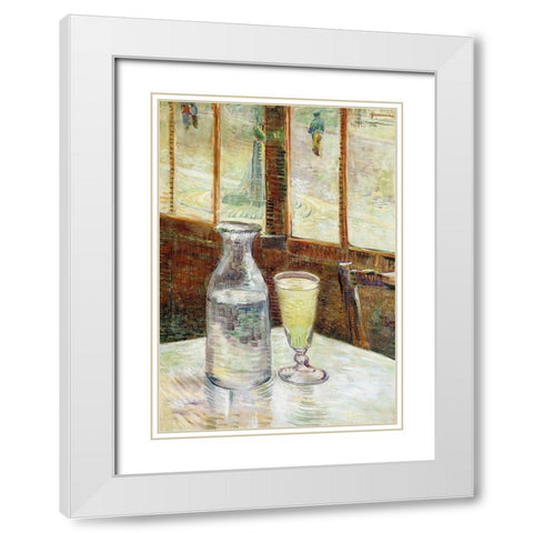 Still Life Absinth And Carafe White Modern Wood Framed Art Print with Double Matting by Van Gogh, Vincent