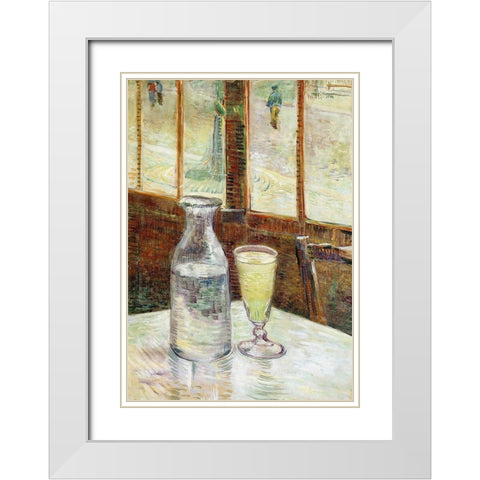 Still Life Absinth And Carafe White Modern Wood Framed Art Print with Double Matting by Van Gogh, Vincent