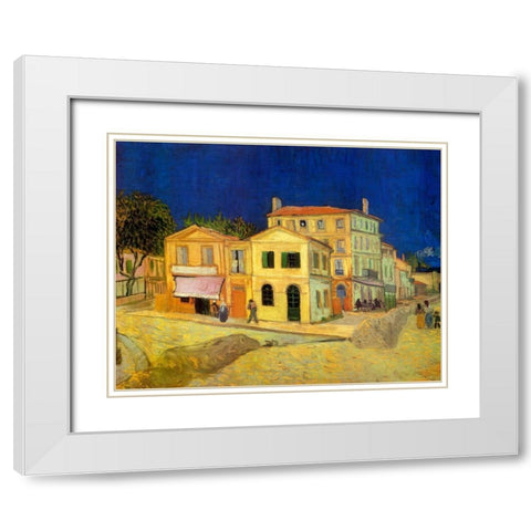 The Yellow House, 1888 White Modern Wood Framed Art Print with Double Matting by Van Gogh, Vincent