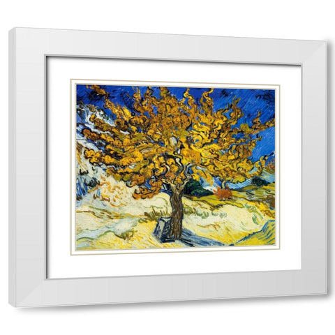 The Mulberry Tree 1889 White Modern Wood Framed Art Print with Double Matting by Van Gogh, Vincent