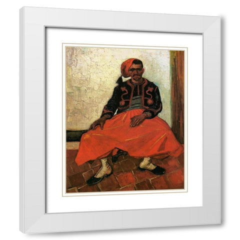 The Seated Zouave White Modern Wood Framed Art Print with Double Matting by Van Gogh, Vincent