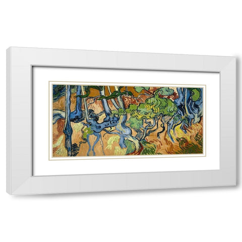Tree Roots And Trunks, 1890 White Modern Wood Framed Art Print with Double Matting by Van Gogh, Vincent