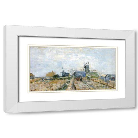 Vegetable Gardens Moulin De Blute White Modern Wood Framed Art Print with Double Matting by Van Gogh, Vincent