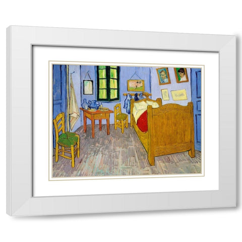 Van Goghs Bedroom Arles, 1889 White Modern Wood Framed Art Print with Double Matting by Van Gogh, Vincent