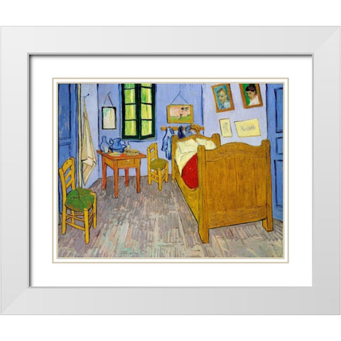 Van Goghs Bedroom Arles, 1889 White Modern Wood Framed Art Print with Double Matting by Van Gogh, Vincent