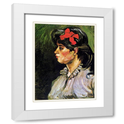 Young Woman With Ribbon White Modern Wood Framed Art Print with Double Matting by Van Gogh, Vincent