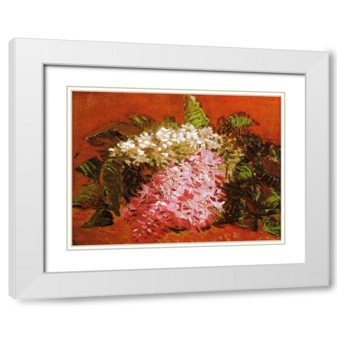 Lilacs White Modern Wood Framed Art Print with Double Matting by Van Gogh, Vincent