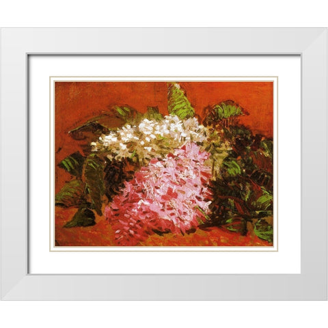 Lilacs White Modern Wood Framed Art Print with Double Matting by Van Gogh, Vincent