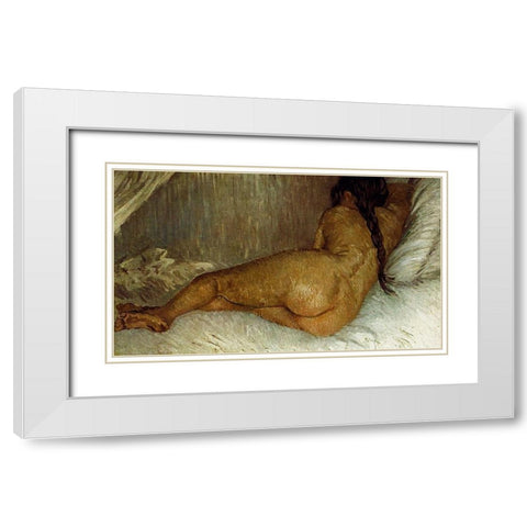Back Nude Woman Reclining White Modern Wood Framed Art Print with Double Matting by Van Gogh, Vincent