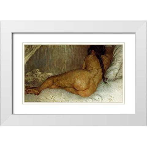 Back Nude Woman Reclining White Modern Wood Framed Art Print with Double Matting by Van Gogh, Vincent