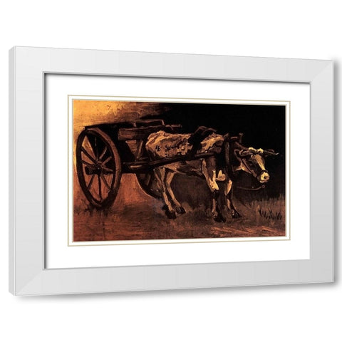Cart Red White Ox White Modern Wood Framed Art Print with Double Matting by Van Gogh, Vincent