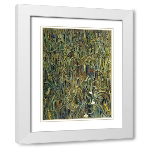 Ears Of Wheat White Modern Wood Framed Art Print with Double Matting by Van Gogh, Vincent