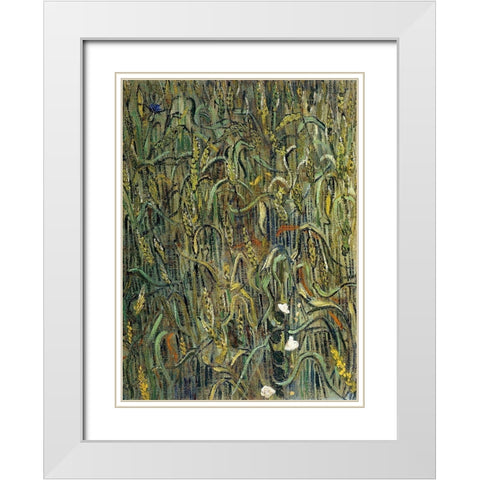 Ears Of Wheat White Modern Wood Framed Art Print with Double Matting by Van Gogh, Vincent